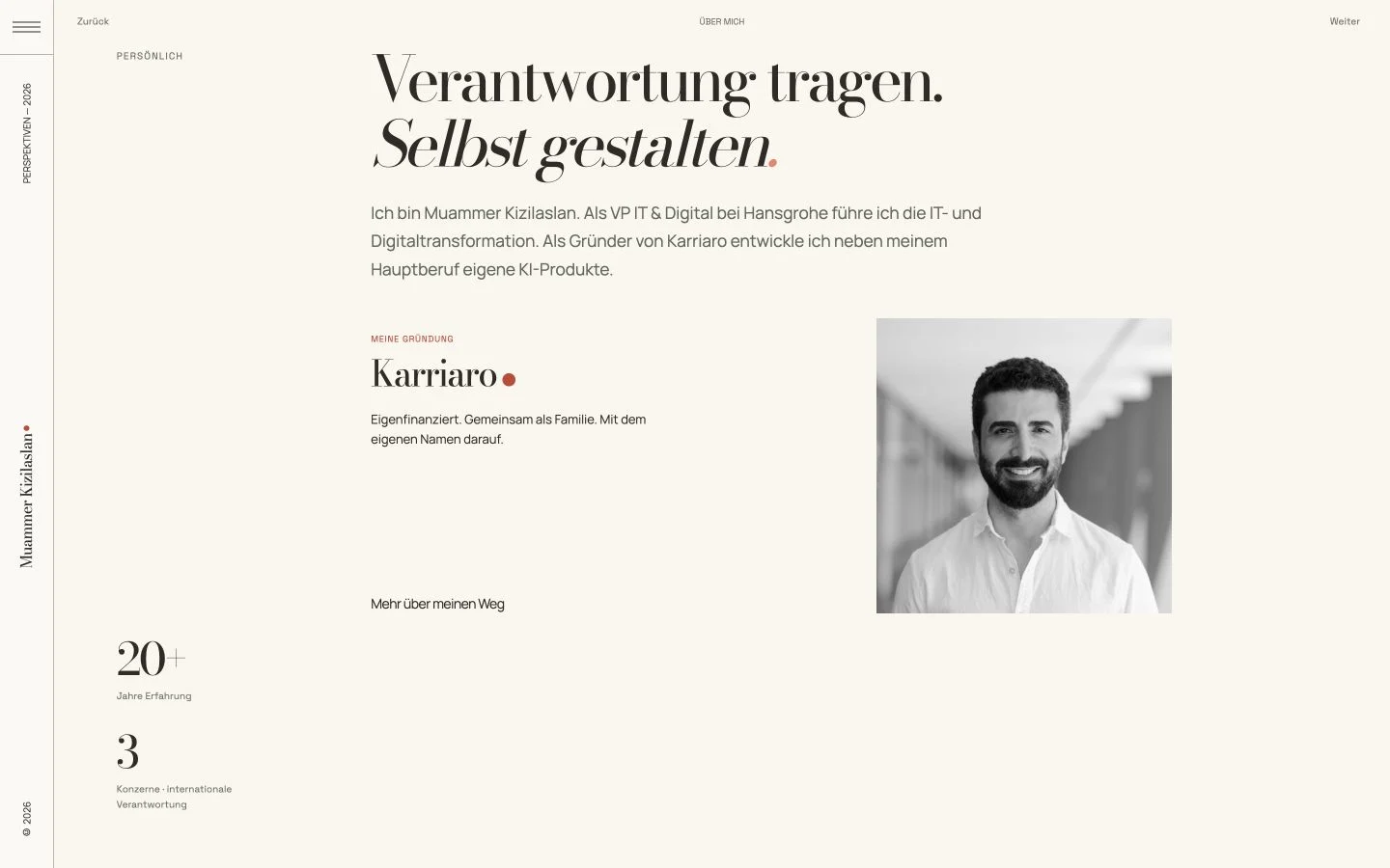Die persönliche Geschichte auf Muammer Kizilaslans Website