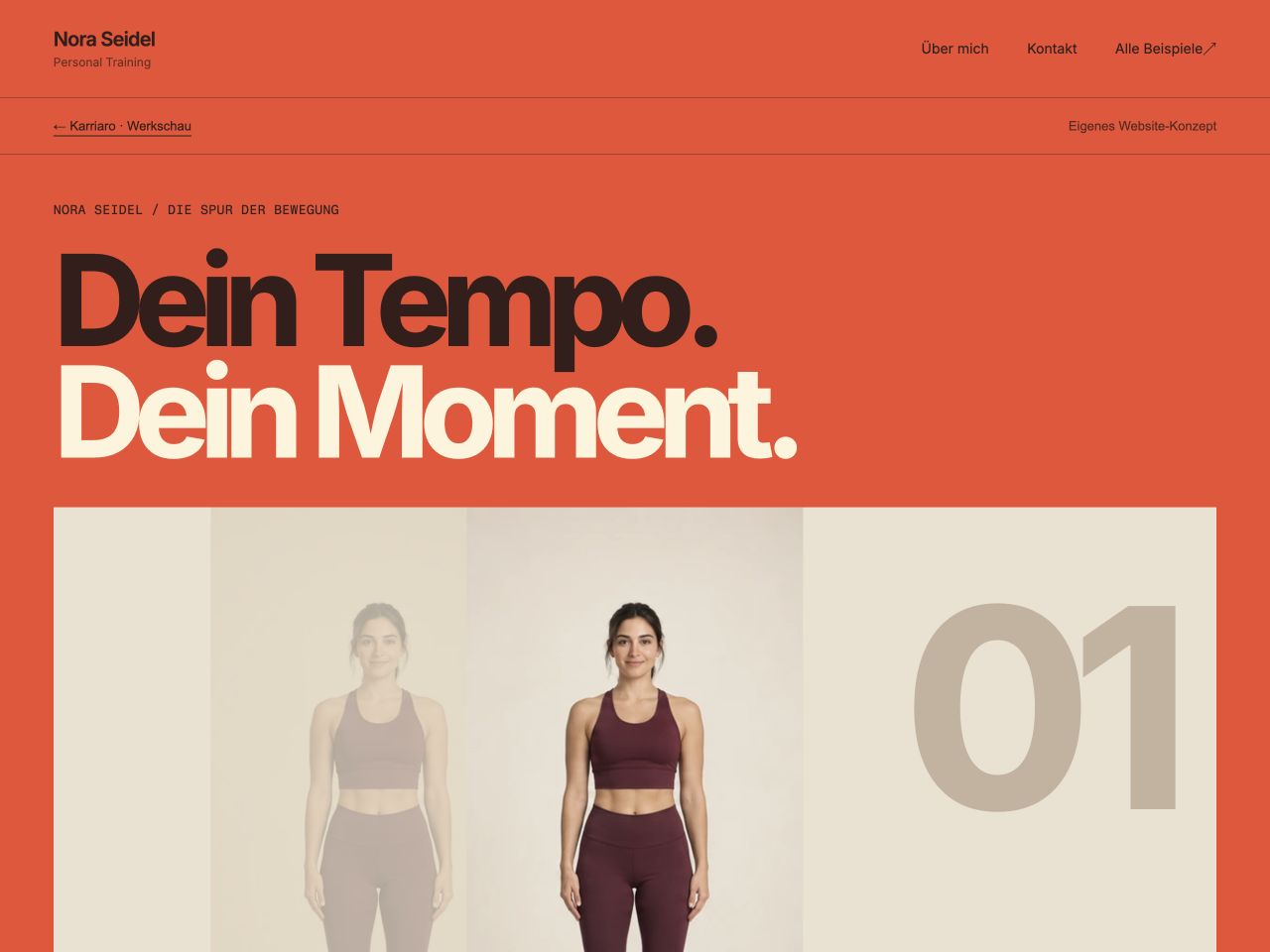 Tatsächliche Startseitenansicht der Website Nora Seidel