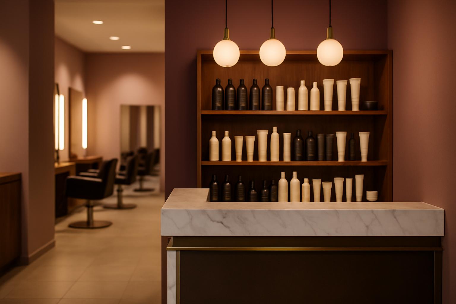 Salon-Empfang Salon Müller mit Aveda-Wand