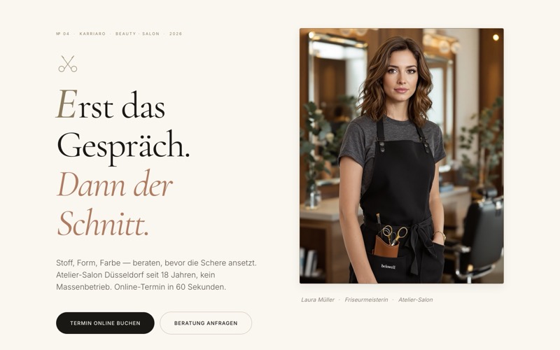 Beispiel-Website für einen Friseursalon mit Online-Terminbuchung